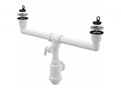 Alcadrain Dřezový sifon Alcadrain A-449P pro dvoudřez s odbočkou (dříve Alcaplast) obrázek č.: 1
