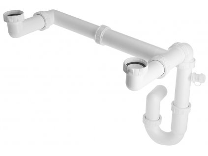 Dřezový sifon s odbočkou 6/4", výškově a délkově stavitelný, DN40, bílá obrázek č.: 1