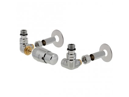 Vision - připojovací armatura pro spodní krajní, rozdělené připojení s termostatickou hlavicí nalevo - lesklý chrom (Matice pro Cu 15 mm) + krycí sada obrázek č.: 1