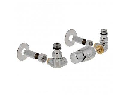 Vision - připojovací armatura pro spodní krajní, rozdělené připojení s termostatickou hlavicí napravo - lesklý chrom (Matice Pex - Alpex 16x2 mm) + krycí sada obrázek č.: 1