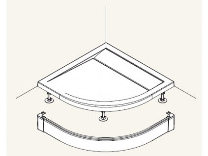 Sanswiss PWIR5508004 Přední panel hliníkový pro čtvrtkruhovou vaničku 80×80x9,5 cm - bílý obrázek č.: 1