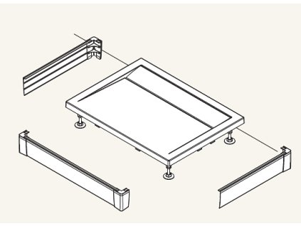 Sanswiss PWIU801008004 Panel hliníkový tvaru U pro vaničku 80 x 100 x 80 x 9,5 cm - bílý obrázek č.: 1