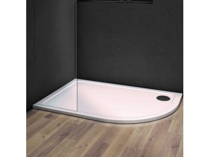 Asymetrická mramorová čtvrtkruhová sprchová vanička VENETS 100 x 80 Levá obrázek č.: 1