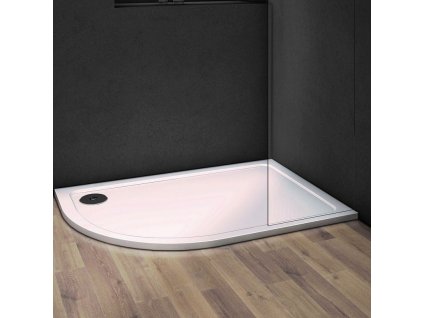 Asymetrická mramorová čtvrtkruhová sprchová vanička VENETS 120 x 90 Pravá obrázek č.: 1