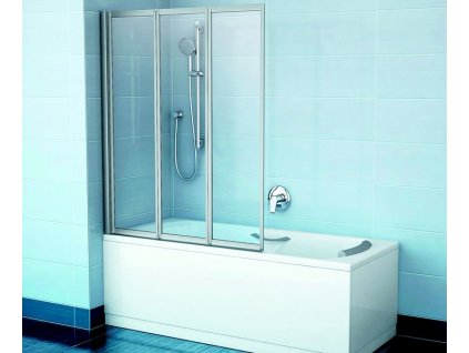 Ravak VS3 130 - bílá+grape, vanová skládací třídílná zástěna 130 cm, bílý rám, skleněná matná výplň obrázek č.: 1