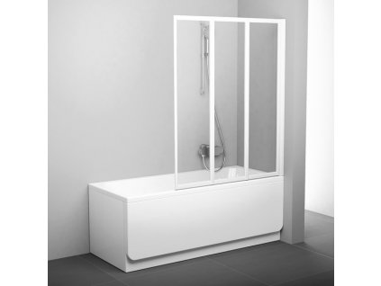 Ravak VS3 100 - bílá+transparent, vanová skládací třídílná zástěna 100 cm, bílý rám, skleněná čirá výplň  obrázek č.: 1