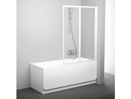 Ravak VS2 105 - BÍLÁ TRANSPARENT, vanová skládací dvoudílná zástěna 105 cm, bílý rám, skleněná čirá výplň obrázek č.: 1