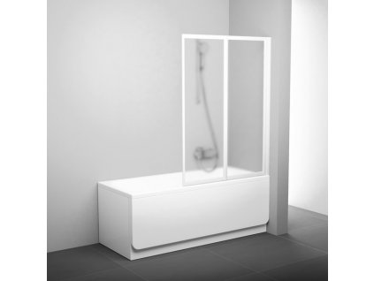 Ravak VS2 105 - BÍLÁ GRAPE, vanová skládací dvoudílná zástěna 105 cm, bílý rám, skleněná matná výplň obrázek č.: 1