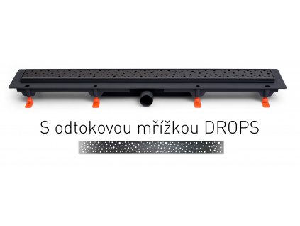 Lineární plastový žlab MCH černý 650 mm,boční D40, Drops, černá obrázek č.: 1