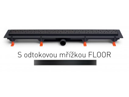 Lineární plastový žlab MCH černý 650 mm,boční D40,klasik/floor, černá (hladký rošt nebo vložení dlažby) obrázek č.: 1