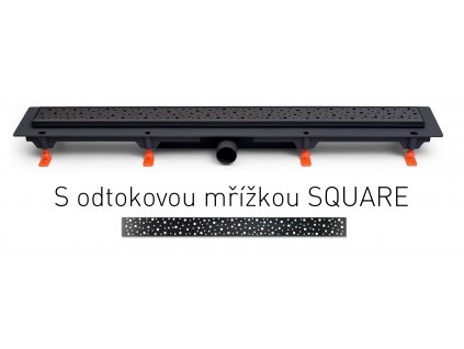 Lineární plastový žlab MCH černý 650 mm,boční D40, square, černá obrázek č.: 1