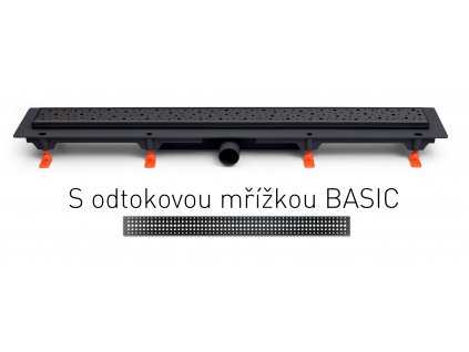 Lineární plastový žlab MCH černý 750 mm,boční D40, basic černá obrázek č.: 1