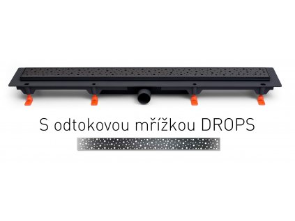 Lineární plastový žlab MCH černý 750 mm,boční D40, drops černá obrázek č.: 1
