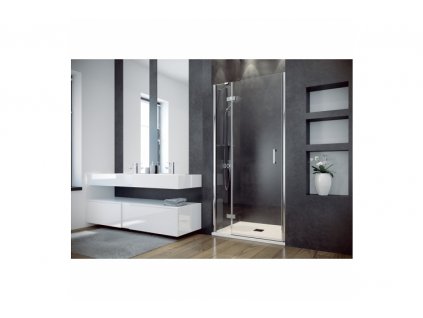 Bezrámové sprchové dveře VIVA 195D - 100 cm, Levé (SX), Hliník chrom, Čiré bezpečnostní sklo - 8 mm obrázek č.: 1