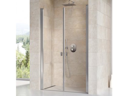 Ravak CHROME CSDL2 - 90 BRIGHT ALU+TRANSPARENT, sprchové dveře otevírací dvoukřídlé (lítačky) 90 cm, profily leštěný hliník, čiré sklo obrázek č.: 1