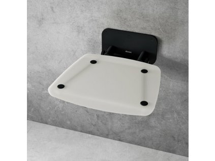 Ravak Sedátko OVO-B II-OPAL/BLACK - sedátko do sprchy, sedák opal, černý rám obrázek č.: 1