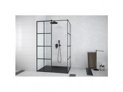 Walk-in sprchová rohová zástěna EXCEA 120 x 90 cm, černá barva, Čiré sklo obrázek č.: 1