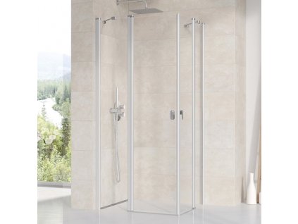 Ravak CHROME CRV2 - 80 satin+Transparent, otevírací sprchové dveře 80 cm - pro vytvoření rohového sprchového koutu čtverec nebo obdélník (polovina rohového koutu) obrázek č.: 1