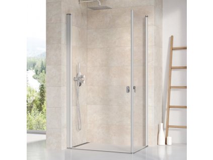 Ravak CHROME CRV1 - 80 satin+Transparent, otevírací sprchové dveře 80 cm - pro vytvoření rohového sprchového koutu čtverec nebo obdélník (polovina rohového koutu obrázek č.: 1