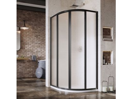 Ravak Supernova SKCP4-90 195 černá+grape, čtvrtkruhový sprchový kout 90 x 90 cm - rám ČERNÝ, výplň GRAPE obrázek č.: 1