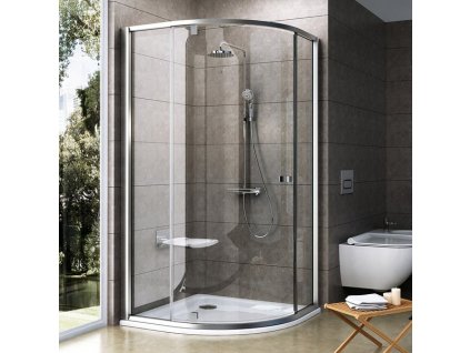 Ravak Pivot PSKK3 -100 SATIN TRANSPARENT čtvrtkruhový sprchový kout 100 x 100 cm, matný rám, čiré sklo obrázek č.: 1