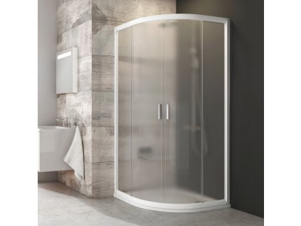 Ravak Blix BLCP4-80 bílá+Grape, čtvrtkruhový sprchový kout 80 x 80 cm, bílá, matné sklo obrázek č.: 1
