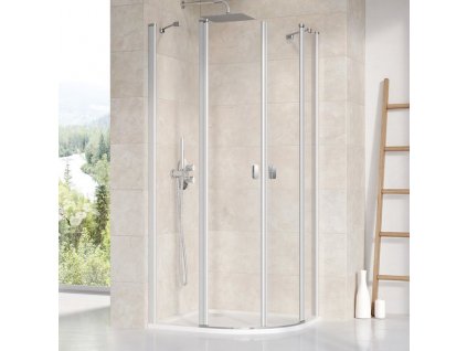 Ravak CHROME CSKK4 - 80 satin+Transparent, čtvrtkruhový sprchový kout 80 x 80 cm, profily matný hliník, čiré sklo  obrázek č.: 1