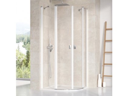 Ravak CHROME CSKK4 - 90 white+Transparent, čtvrtkruhový sprchový kout 90 x 90 cm, bílé profily, čiré sklo obrázek č.: 1