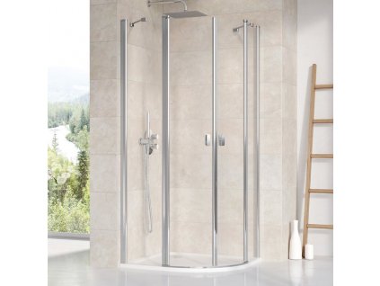 Ravak CHROME CSKK4 - 90 bright alu+Transparent, čtvrtkruhový sprchový kout 90 x 90 cm, profily leštěný hliník, čiré sklo obrázek č.: 1