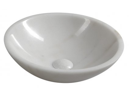 BLOK kamenné umyvadlo na desku Ø 40cm, leštěný bílý mramor