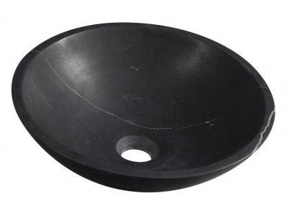 BLOK kamenné umyvadlo na desku Ø 40cm, matný černý Marquin