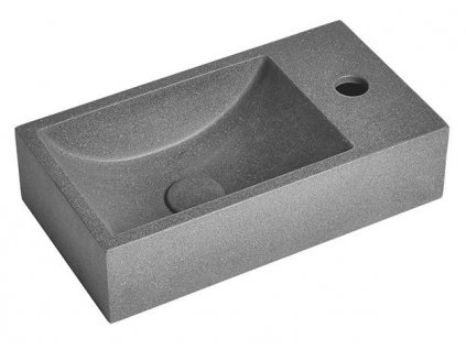 CREST R betonové umývátko, nástěnné, včetně výpusti, 40x22cm, černý granit obrázek č.: 1