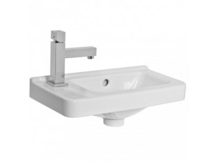 JIKA CUBITO PURE H8114231001051 - Cubito umývátko asymetrické 45 x 25 cm levé, s otvorem pro baterii, bílé/PERLA obrázek č.: 1