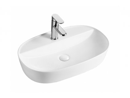 Ovale 60 keramické umyvadlo na desku 61 x 40 x 12 pro baterii na umyvadle obrázek č.: 1