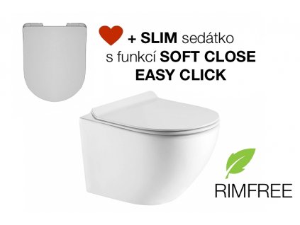 Ring Rimless - závěsné wc bez splachovacího okruhu - včetně slim soft close sedátka obrázek č.: 1