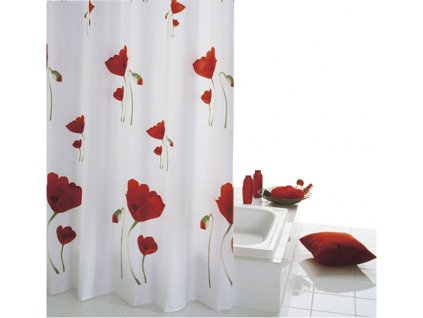 MOHN sprchový závěs 180x200cm, polyester, červenobílá obrázek č.: 1