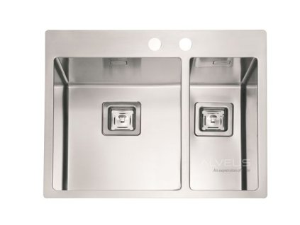 Alveus STYLUX 20 L - levý nerezový obdélníkový dvoudřez 595 x 510 x 200 mm (Pop-Up sifon v ceně) obrázek č.: 1