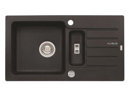 Alveus NIAGARA 70 G-91 černá + pop- up sifon, obdélníkový granitový dřez 780x435x160 mm s vaničkou a odkládací plochou Černý obrázek č.: 1