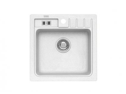 Alveus NIAGARA 20 G-11 bílá + pop up sifon, čtvercový granitový dřez 465x465x180 mm Bílý obrázek č.: 1