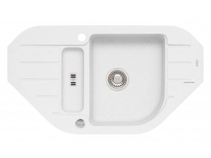 Alveus NIAGARA 60 G-11 bílá + pop- up sifon, rohový granitový dřez 900x500x160 mm s vaničkou Bílý obrázek č.: 1