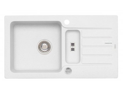 Alveus NIAGARA 70 G-11 bílá + pop- up sifon, obdélníkový granitový dřez 780x435x160 mm s vaničkou a odkládací plochou Bílý obrázek č.: 1