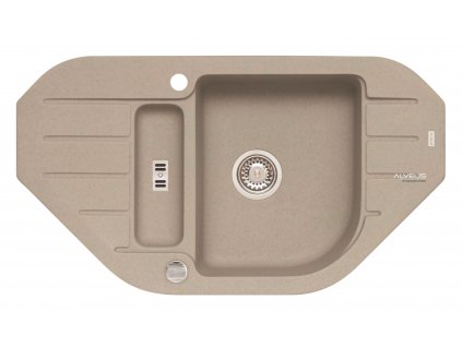 Alveus NIAGARA 60  02 PEBBLE + pop- up sifon, rohový granitový dřez 900x500x160 mm s vaničkou Pebble obrázek č.: 1