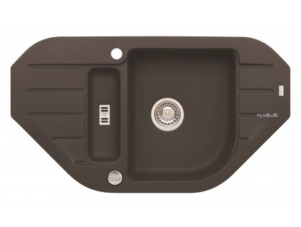 Alveus NIAGARA 60 03 CHOCOLATE + pop- up sifon, rohový granitový dřez 900x500x160 mm s vaničkou Chocolate obrázek č.: 1