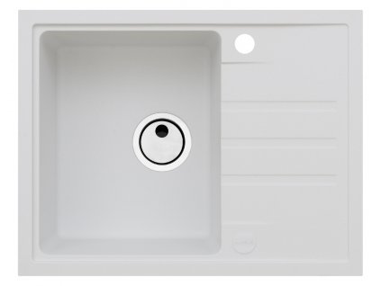 Alveus INTERMEZZO  30/11 bílý + jednoduchý sifon - obdélníkový granitový dřez 620x480x200 mm s odkládací plochou Bílý obrázek č.: 1