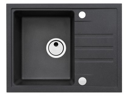 Alveus INTERMEZZO  30/91 černý + jednoduchý sifon - obdélníkový granitový dřez 620x480x200 mm s odkládací plochou Černý obrázek č.: 1