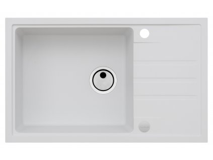Alveus INTERMEZZO 130/11 bílý + jednoduchý sifon - obdélníkový granitový dřez 780x480x200 mm s odkládací plochou Bílý obrázek č.: 1