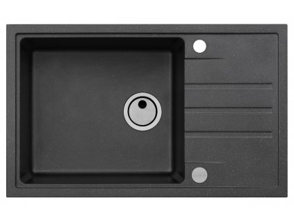Alveus INTERMEZZO 130/91 černý + jednoduchý sifon - obdélníkový granitový dřez 780x480x200 mm s odkládací plochou Černý obrázek č.: 1