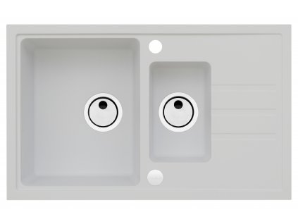 Alveus INTERMEZZO 70/11 bílý - obdélníkový granitový dřez 780x480x200 mm s vaničkou a odkládací plochou Bílý obrázek č.: 1