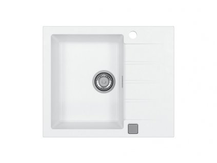 Alveus CADIT 10 bílý 11 +  pop up sifon, obdélníkový granitový dřez 590x500x200 mm s odkládací plochou Bílý obrázek č.: 1