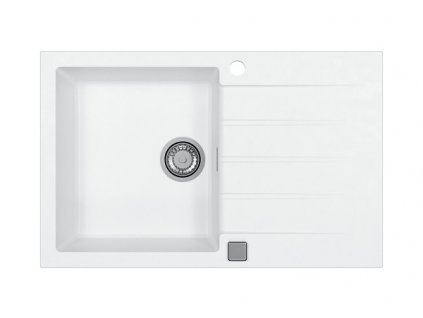 Alveus CADIT 20 bílý 11 + pop up sifon, obdélníkový granitový dřez 790x500x200 mm s odkládací plochou Bílý obrázek č.: 1